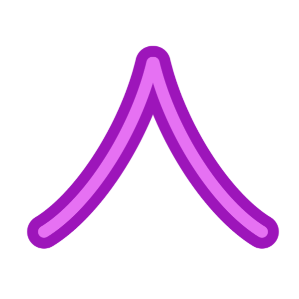  a glyph for the letter N in two toned magenta.  It is a circle with a line beneath it. 